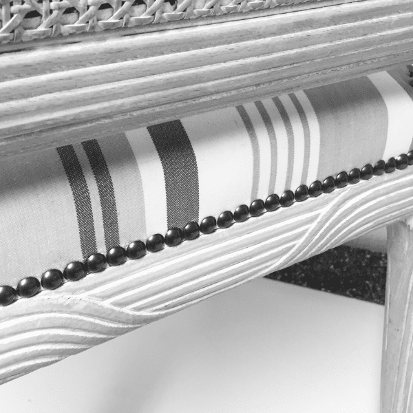 chaise tissu bayadere dossier cannage